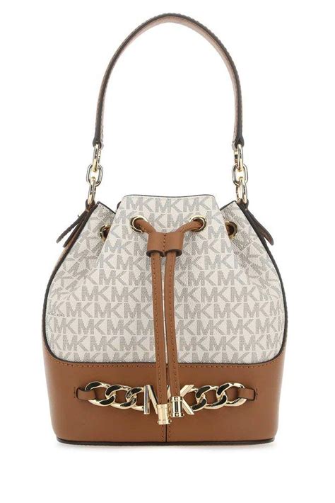 michael kors crossbody textile bucket bag mini white|michael kors white shoulder bag.